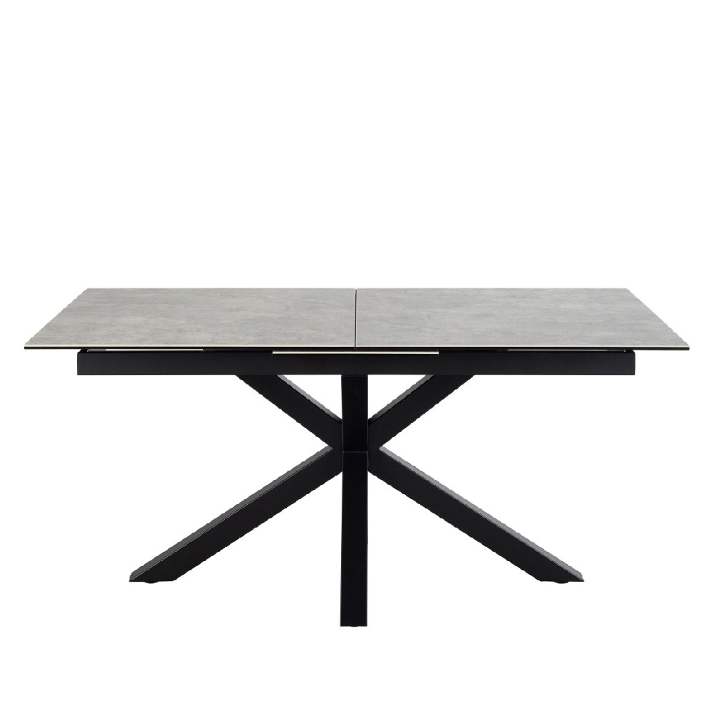 Hebron Ceramic Small Extending Dining Table In Grey