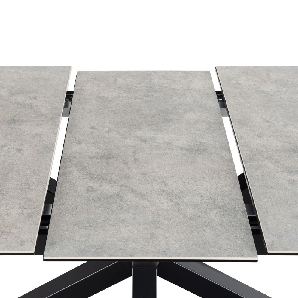 Hebron Ceramic Small Extending Dining Table In Grey