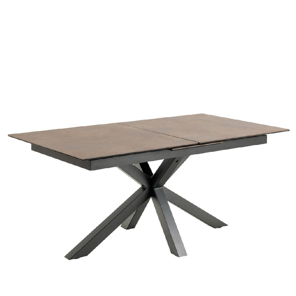 Hebron Ceramic Small Extending Dining Table In Rusty Brown