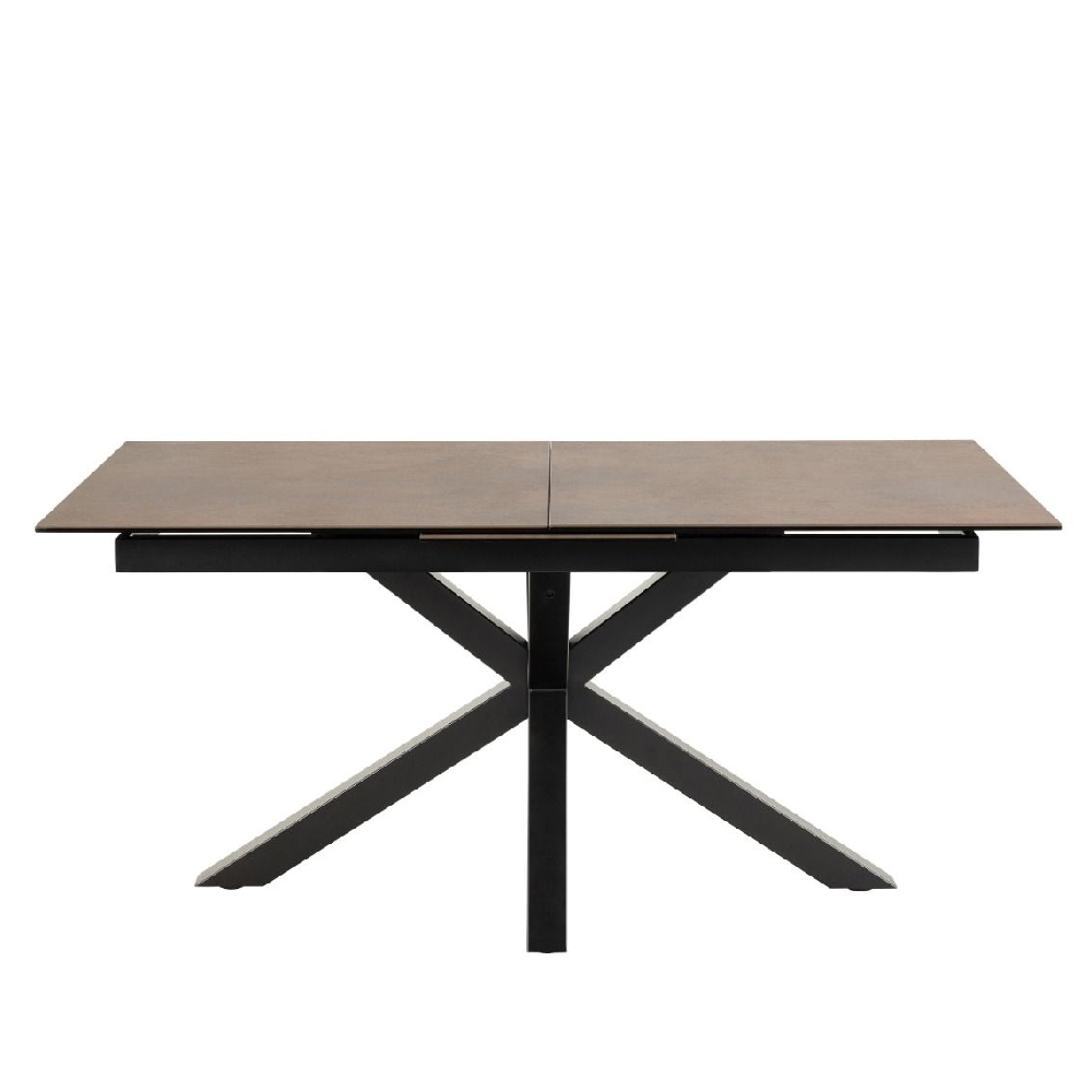 Hebron Ceramic Small Extending Dining Table In Rusty Brown