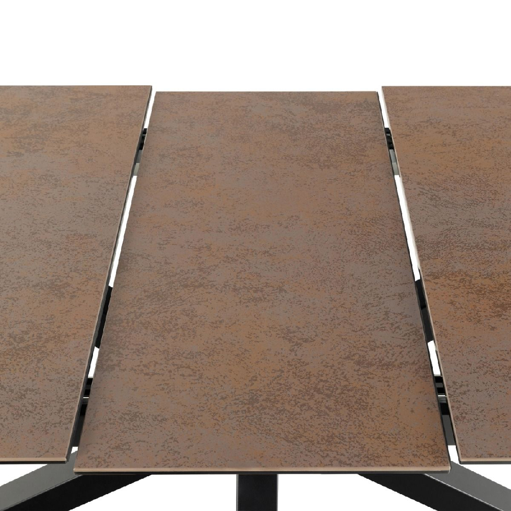 Hebron Ceramic Small Extending Dining Table In Rusty Brown