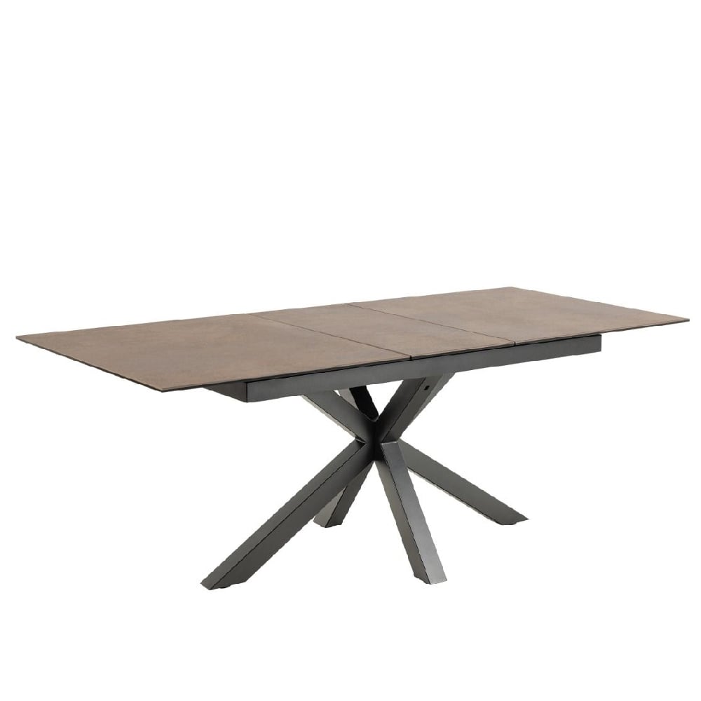 Read more about Hebron ceramic small extending dining table in rusty brown