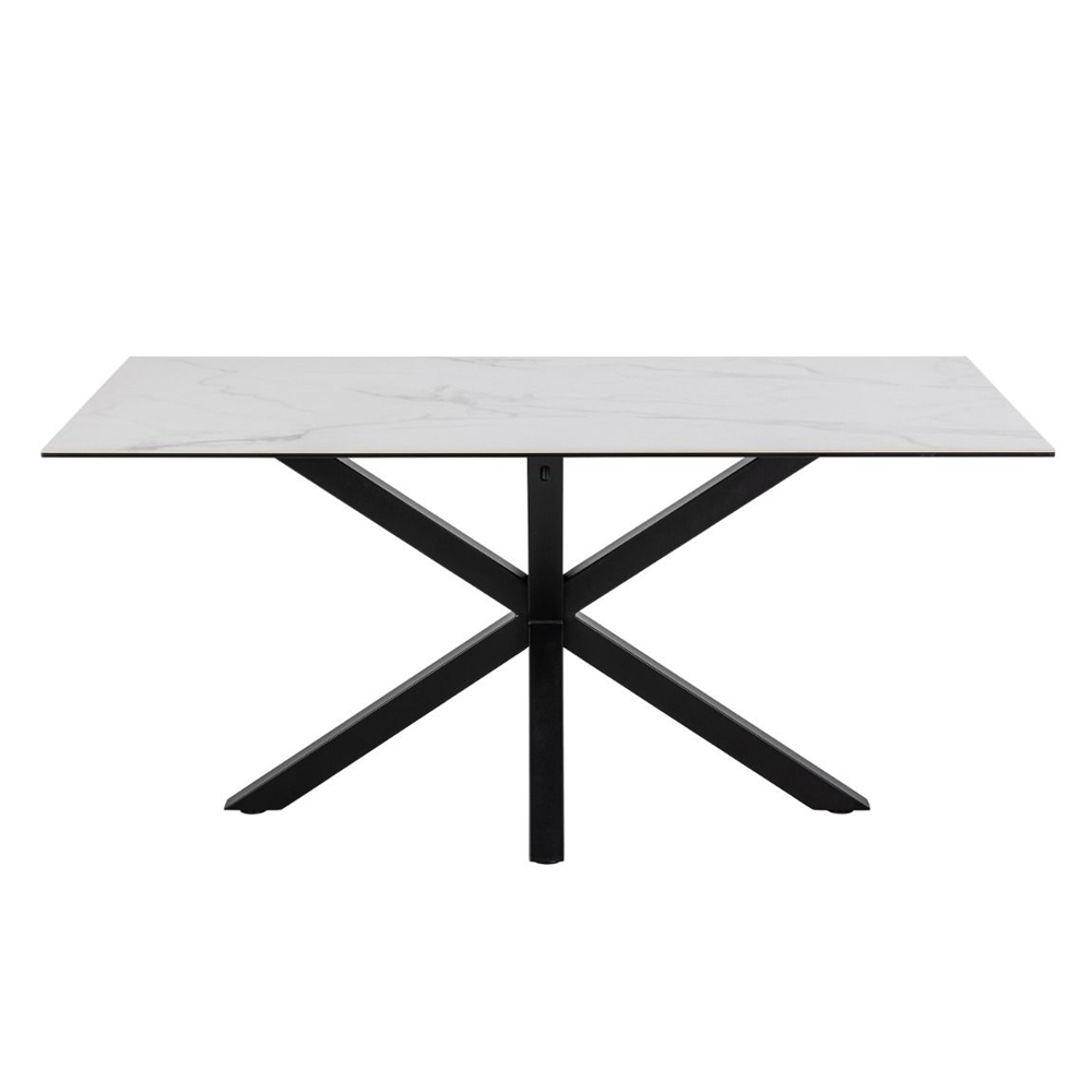 Hebron Large Ceramic Top Dining Table In White Akranes