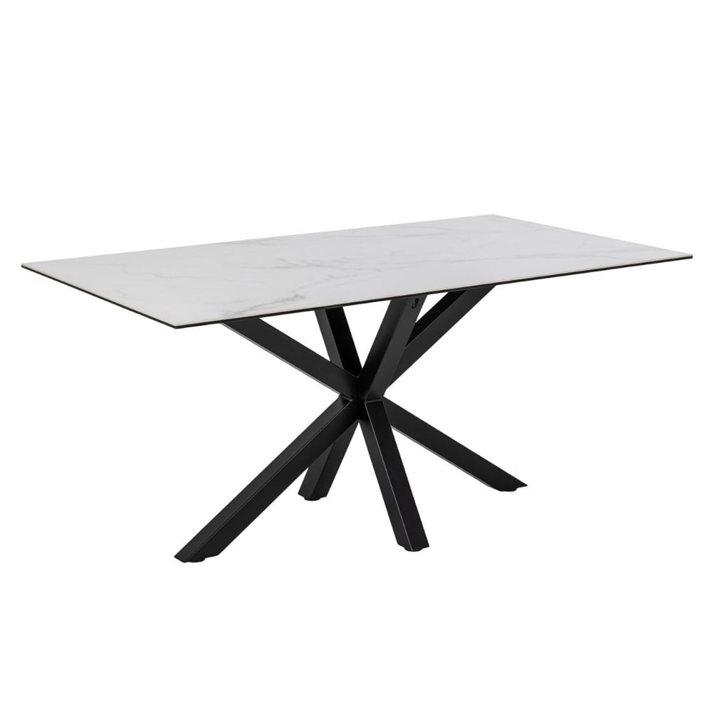 Hebron Large Ceramic Top Dining Table In White Akranes