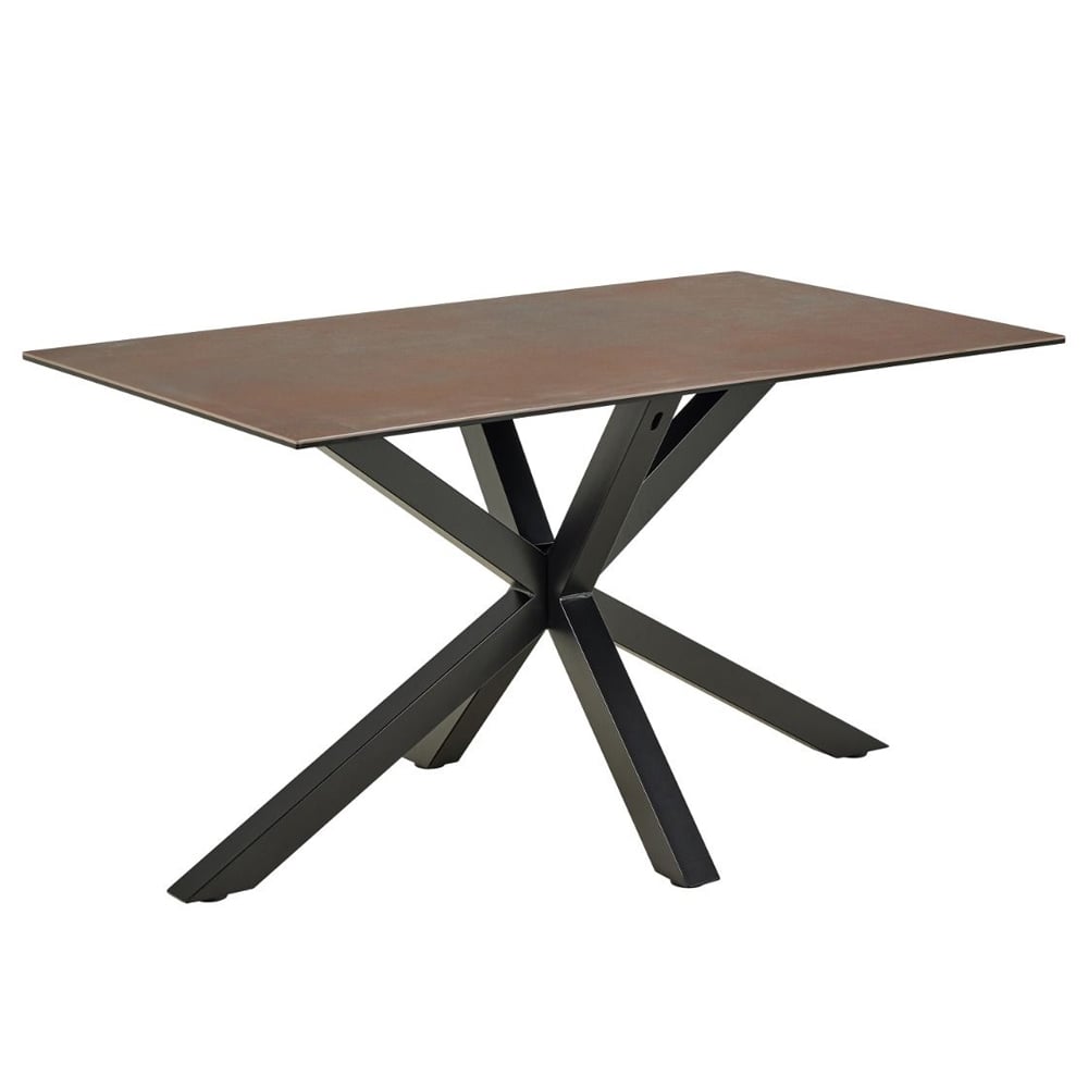 Hebron Small Ceramic Top Dining Table In Rusty Brown