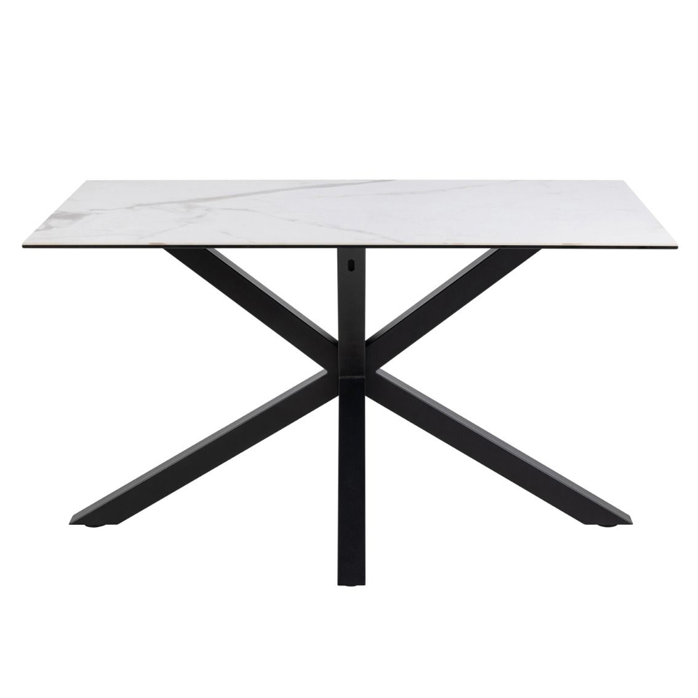 Hebron Small Ceramic Top Dining Table In White Akranes