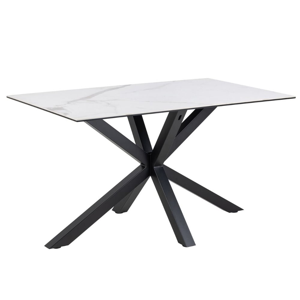 Hebron Small Ceramic Top Dining Table In White Akranes