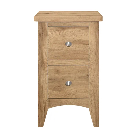 Hebron Wooden Bedside Cabinet With 2 Drawers In Oak