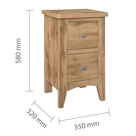 Hebron Wooden Bedside Cabinet With 2 Drawers In Oak