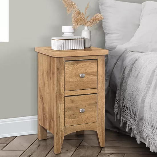 Read more about Hebron wooden bedside cabinet with 2 drawers in oak