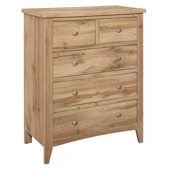 Hebron Wooden Chest Of 5 Drawers In Oak