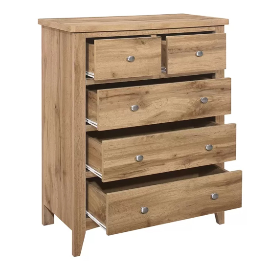 Hebron Wooden Chest Of 5 Drawers In Oak