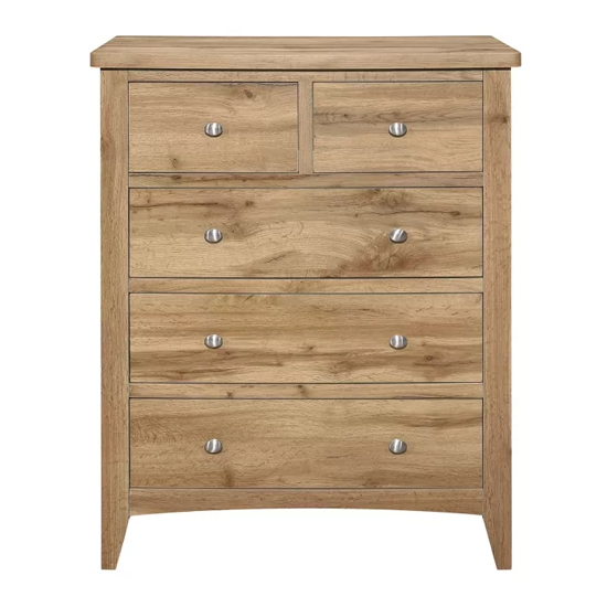 Hebron Wooden Chest Of 5 Drawers In Oak