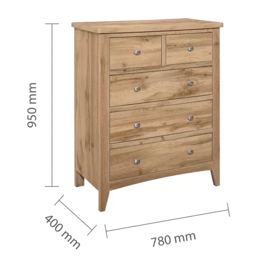 Hebron Wooden Chest Of 5 Drawers In Oak