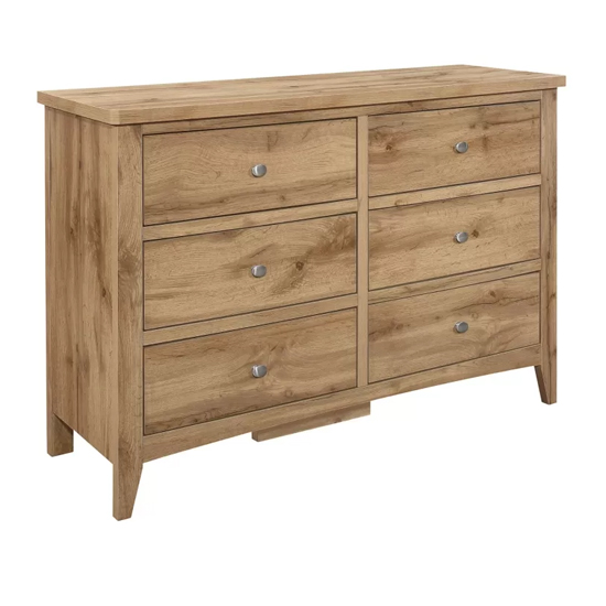 Hebron Wooden Chest Of 6 Drawers Wide In Oak