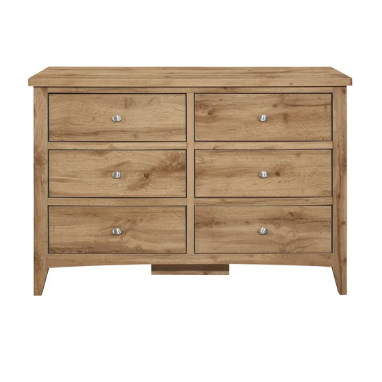 Hebron Wooden Chest Of 6 Drawers Wide In Oak