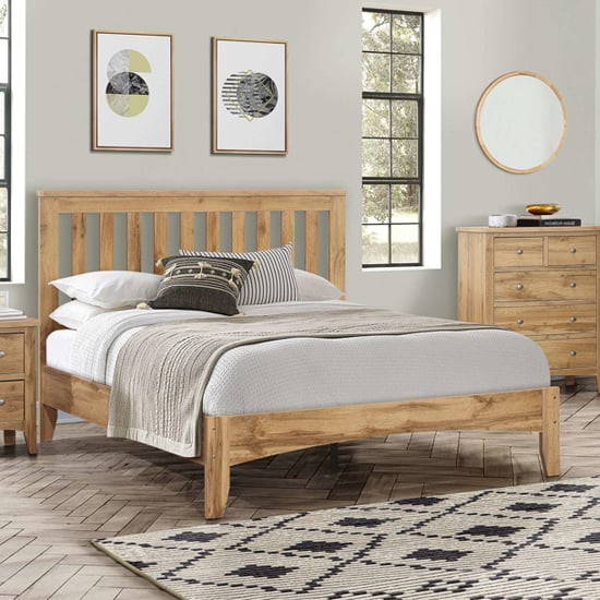 Read more about Hebron wooden small double bed in oak
