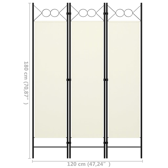 Hecate Fabric 3 Panel 120cm x 180cm Room Divider In Cream White