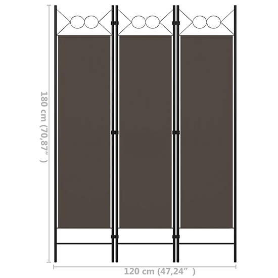 Hecate Fabric 3 Panels 120cm x 180cm Room Divider In Anthracite