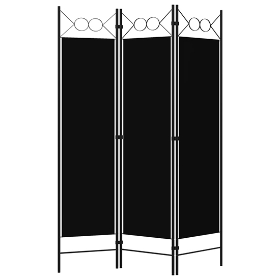 Hecate Fabric 3 Panels 120cm x 180cm Room Divider In Black