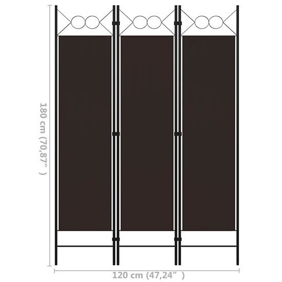 Hecate Fabric 3 Panels 120cm x 180cm Room Divider In Brown