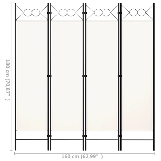 Hecate Fabric 4 Panel 160cm x 180cm Room Divider In Cream White
