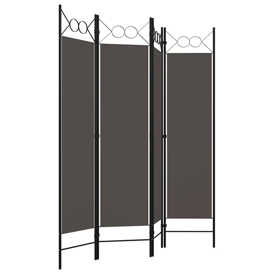 Hecate Fabric 4 Panels 160cm x 180cm Room Divider In Anthracite
