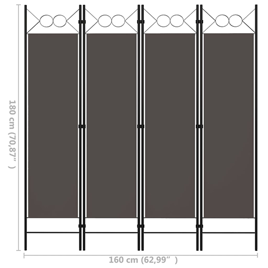 Hecate Fabric 4 Panels 160cm x 180cm Room Divider In Anthracite