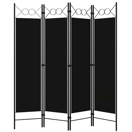 Hecate Fabric 4 Panels 160cm x 180cm Room Divider In Black