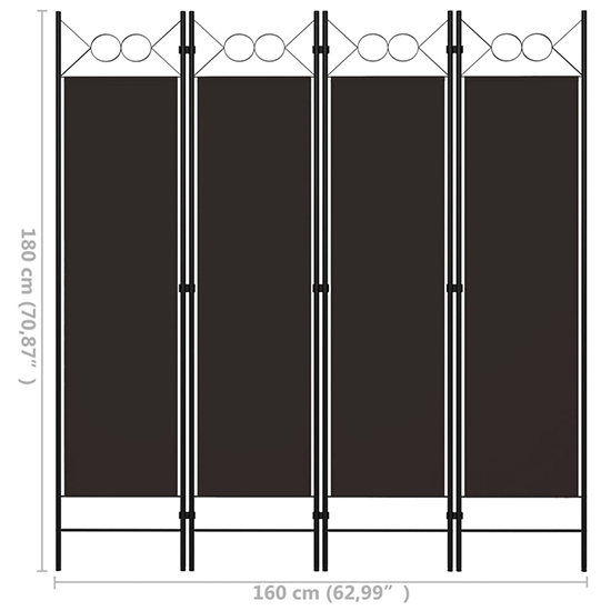 Hecate Fabric 4 Panels 160cm x 180cm Room Divider In Brown