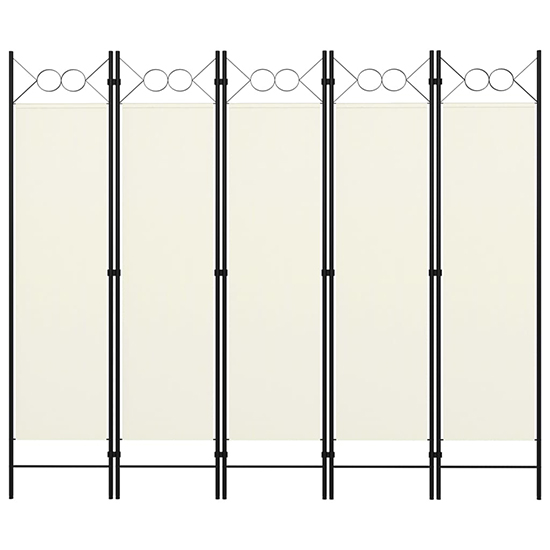 Hecate Fabric 5 Panel 200cm x 180cm Room Divider In Cream White