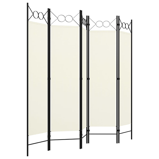 Hecate Fabric 5 Panel 200cm x 180cm Room Divider In Cream White