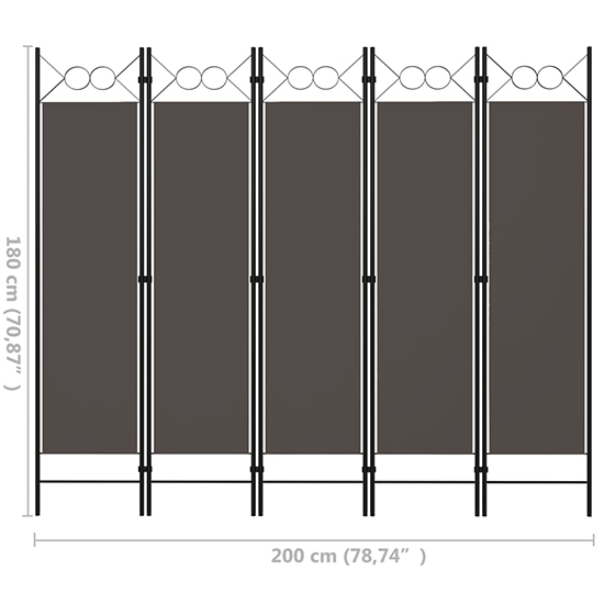 Hecate Fabric 5 Panels 200cm x 180cm Room Divider In Anthracite_6
