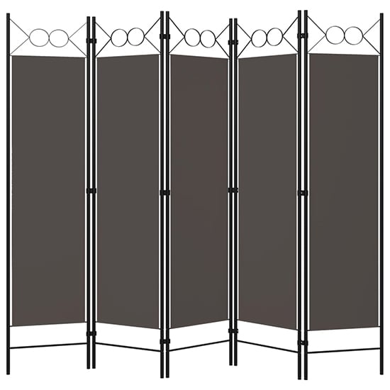 Hecate Fabric 5 Panels 200cm x 180cm Room Divider In Anthracite