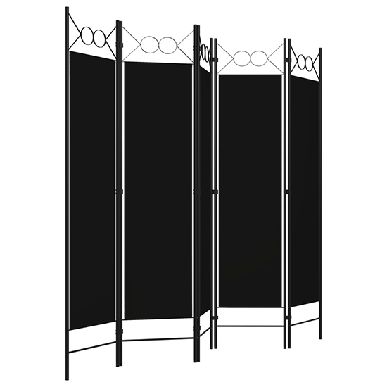 Hecate Fabric 5 Panels 200cm x 180cm Room Divider In Black_3