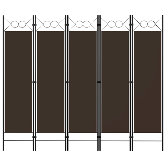 Hecate Fabric 5 Panels 200cm x 180cm Room Divider In Brown