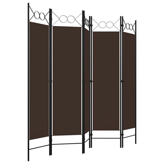 Hecate Fabric 5 Panels 200cm x 180cm Room Divider In Brown