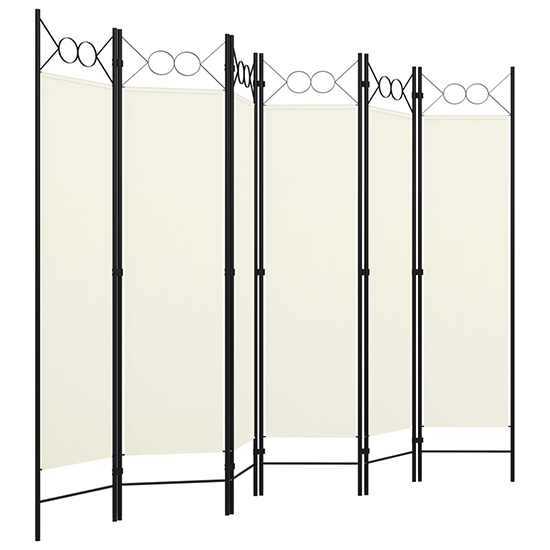 Hecate Fabric 6 Panel 240cm x 180cm Room Divider In Cream White