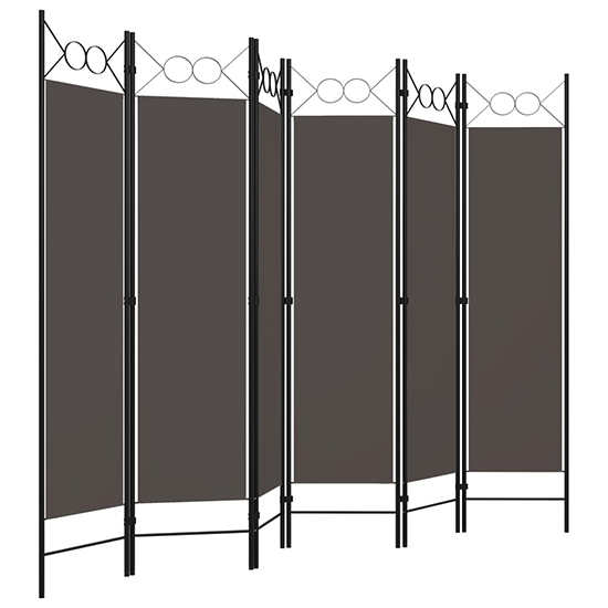 Hecate Fabric 6 Panels 240cm x 180cm Room Divider In Anthracite