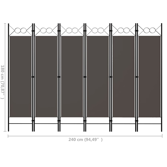 Hecate Fabric 6 Panels 240cm x 180cm Room Divider In Anthracite