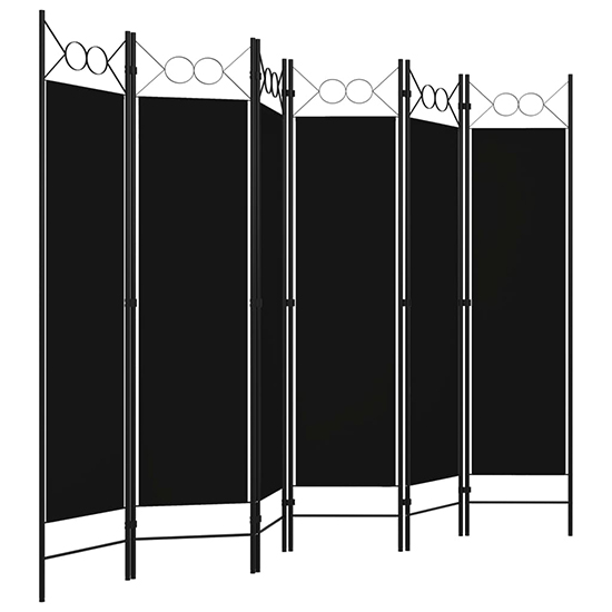 Hecate Fabric 6 Panels 240cm x 180cm Room Divider In Black_3
