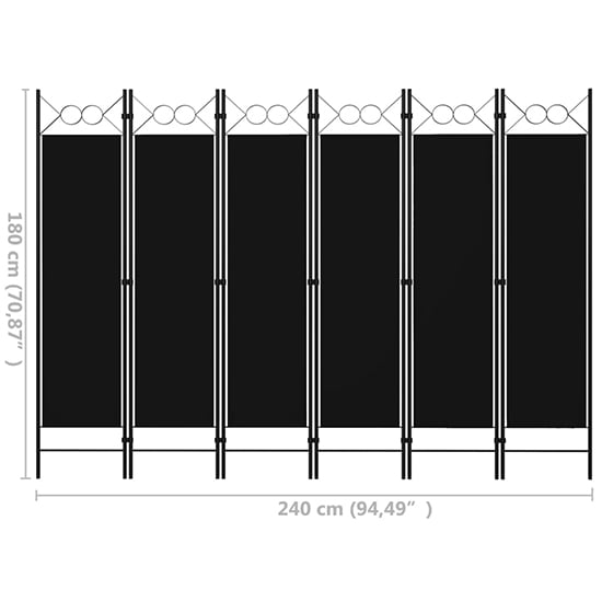 Hecate Fabric 6 Panels 240cm x 180cm Room Divider In Black_6