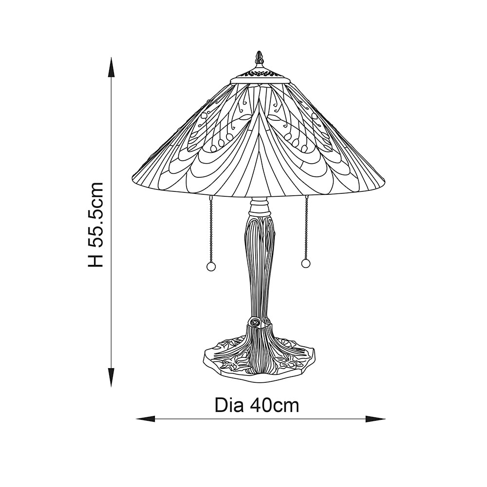 Hector Medium Tiffany Glass Shade Table Lamp In Satin Black