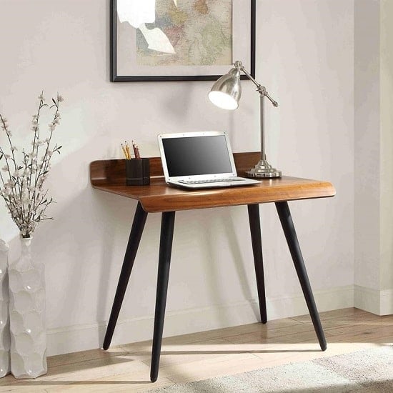 Hector Rectangular Small Wooden Computer Desk In Walnut Hector Rectangular Small Wooden, Small Dark Wood Computer Desk