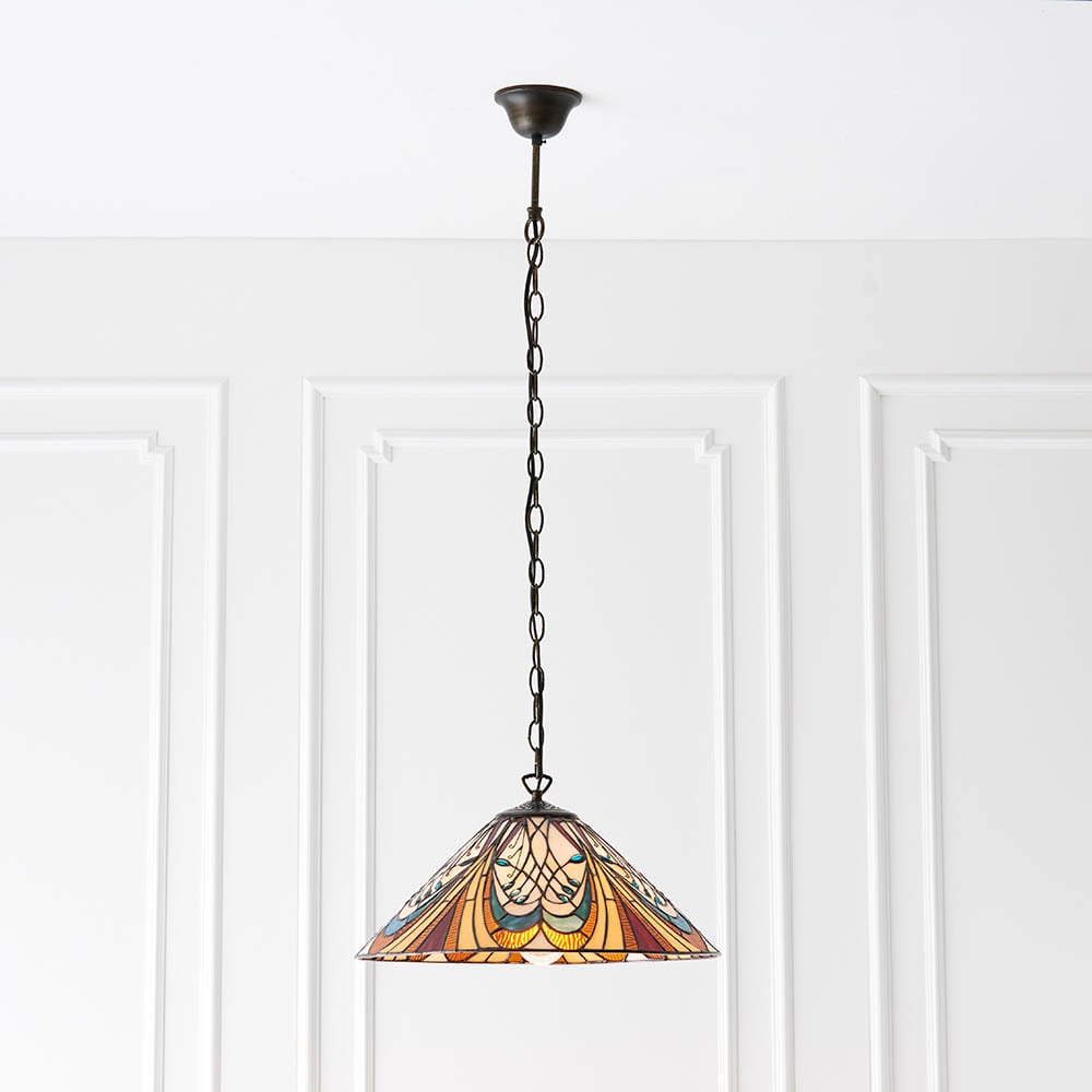 Read more about Hector tiffany glass shade pendant light in satin black