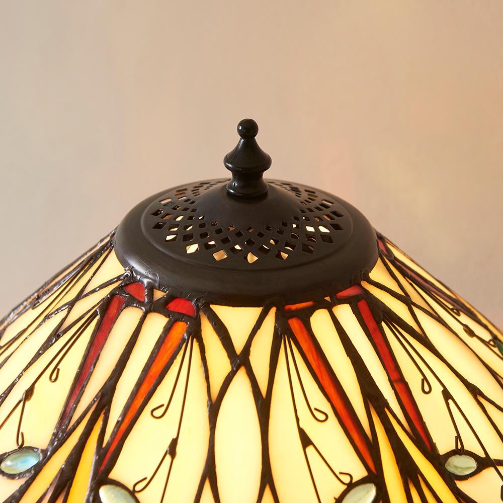 Hector Tiffany Glass Table Lamp In Satin Black