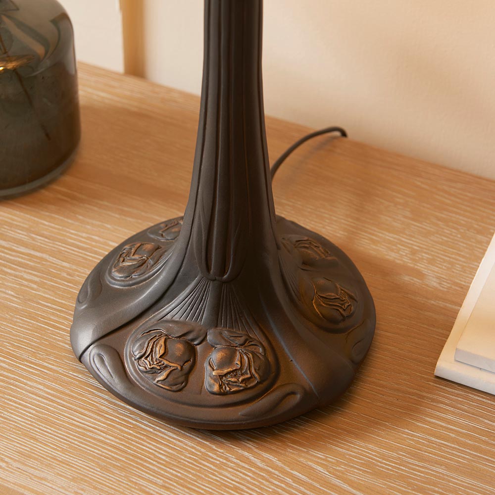 Hector Tiffany Glass Table Lamp In Satin Black