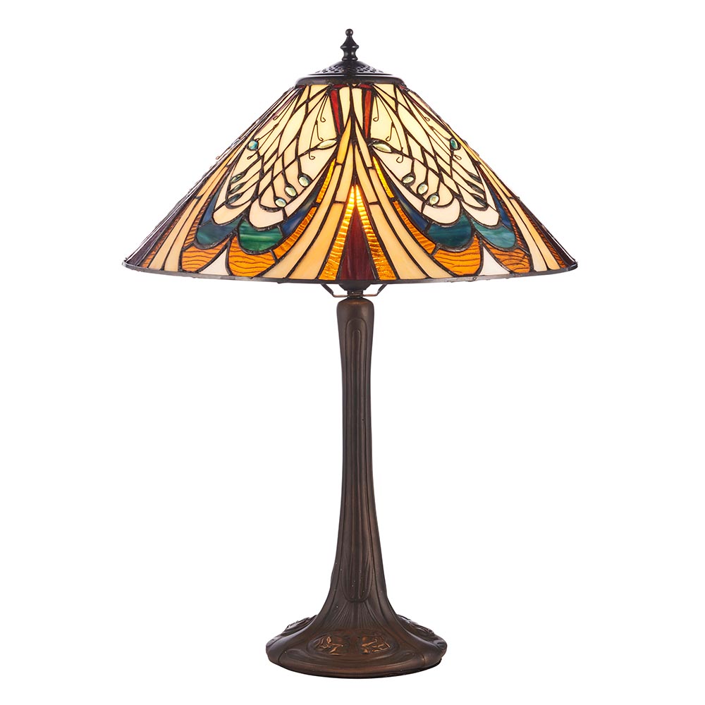 Hector Tiffany Glass Table Lamp In Satin Black