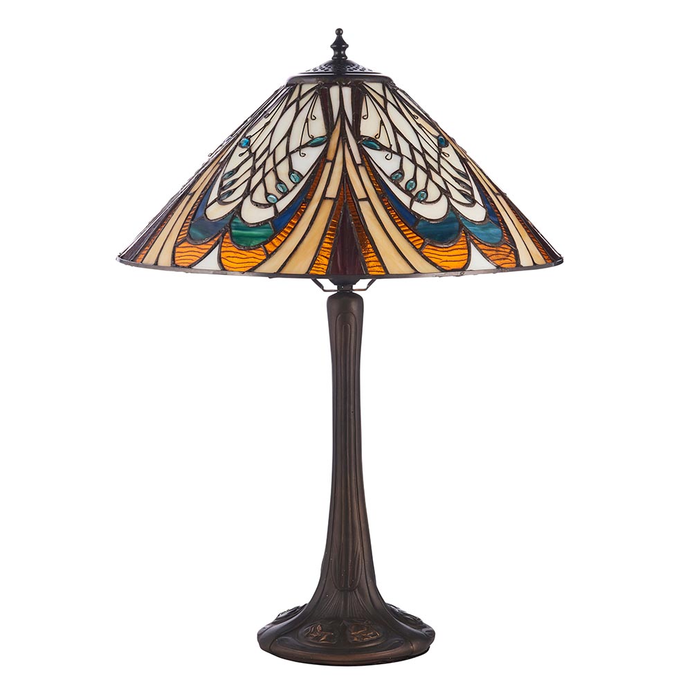 Hector Tiffany Glass Table Lamp In Satin Black