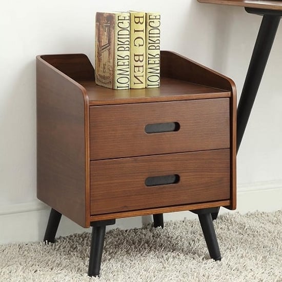 Product photograph of Hector Wooden Office Cabinet In Walnut With 2 Drawers from Furniture in Fashion